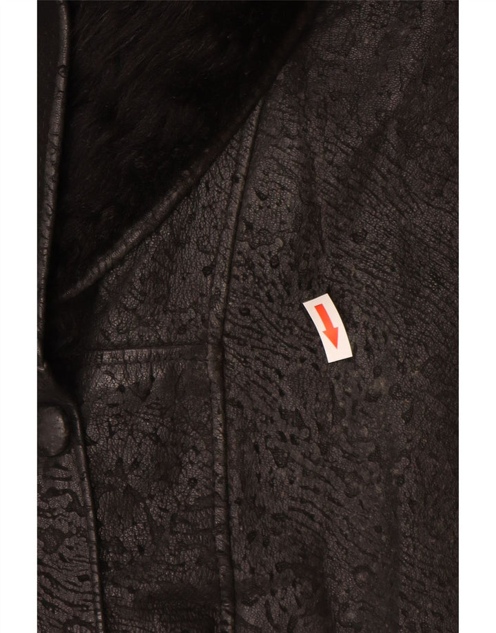 Vintage mujer chaqueta de cuero de gran tamaño IT 46 cuero negro grande