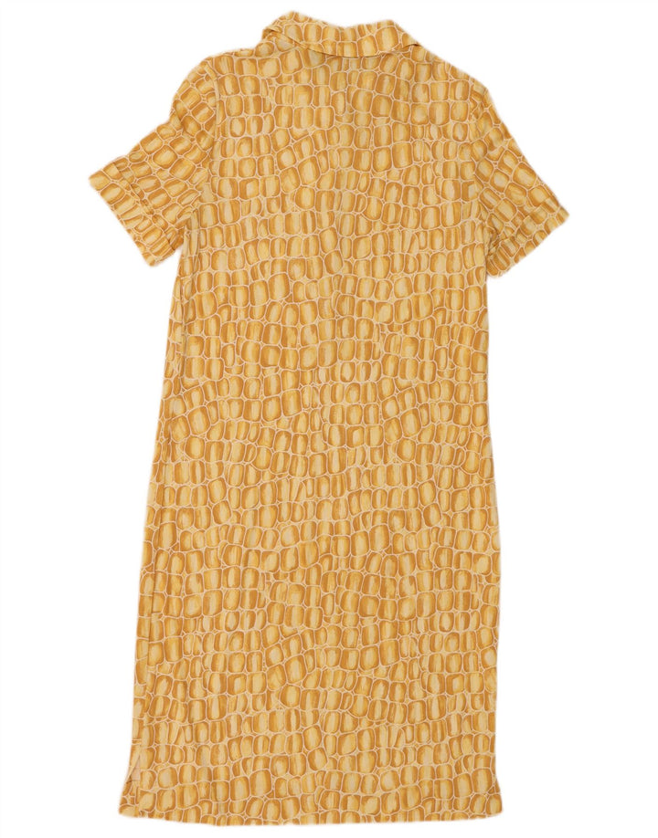 Luisa Spagnoli Vestido camisero tipo jersey para mujer UK 40 Medio Amarillo Geométrico
