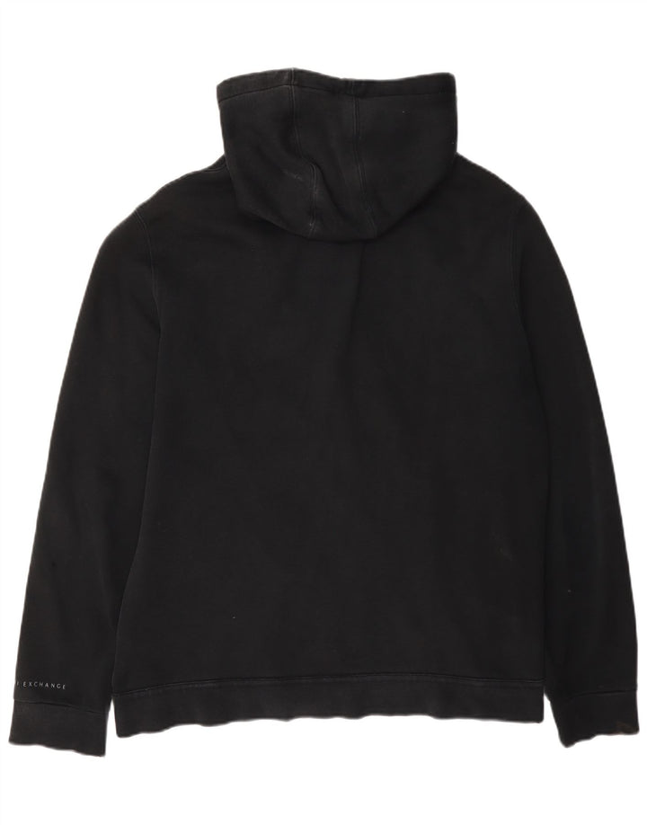 Armani - Sudadera con capucha y cremallera para hombre, talla grande, algodón negro