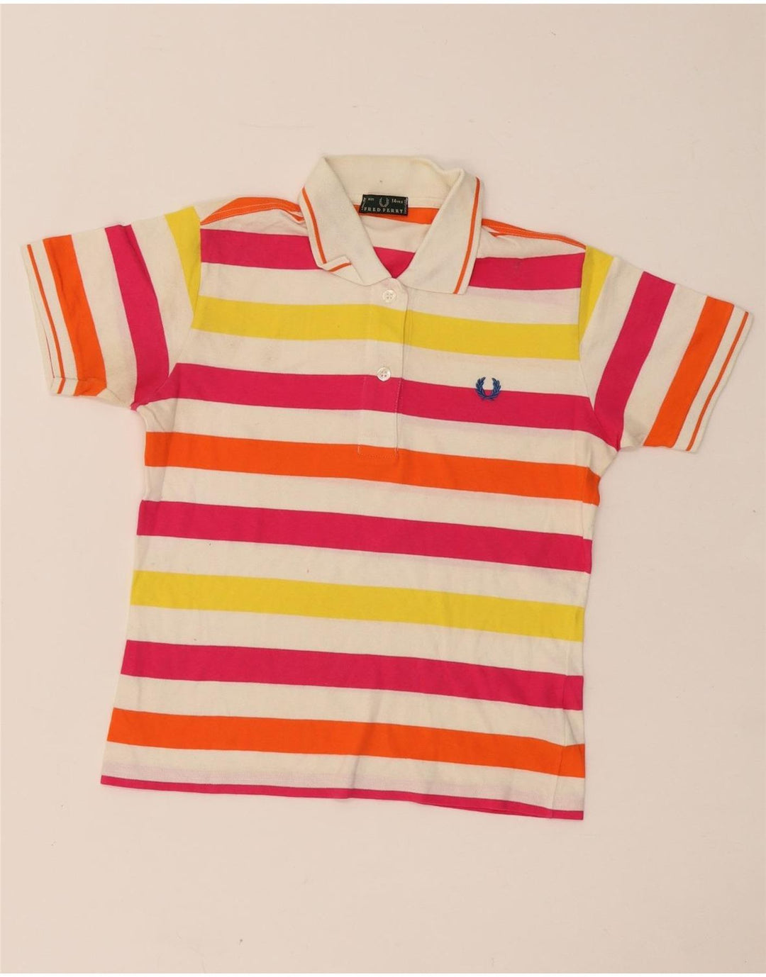FRED PERRY Polo de rugby para niña 13-14 años Algodón de rayas multicolor
