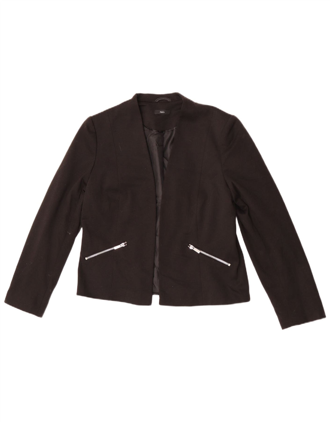 M&Co Chaqueta tipo blazer abierta para mujer UK 40 Mediano Poliéster negro