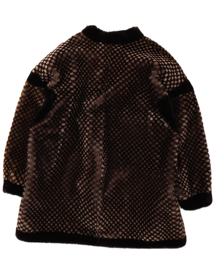 VINTAGE Abrigo de piel sintética para mujer EU 40 Marrón medio Geométrico