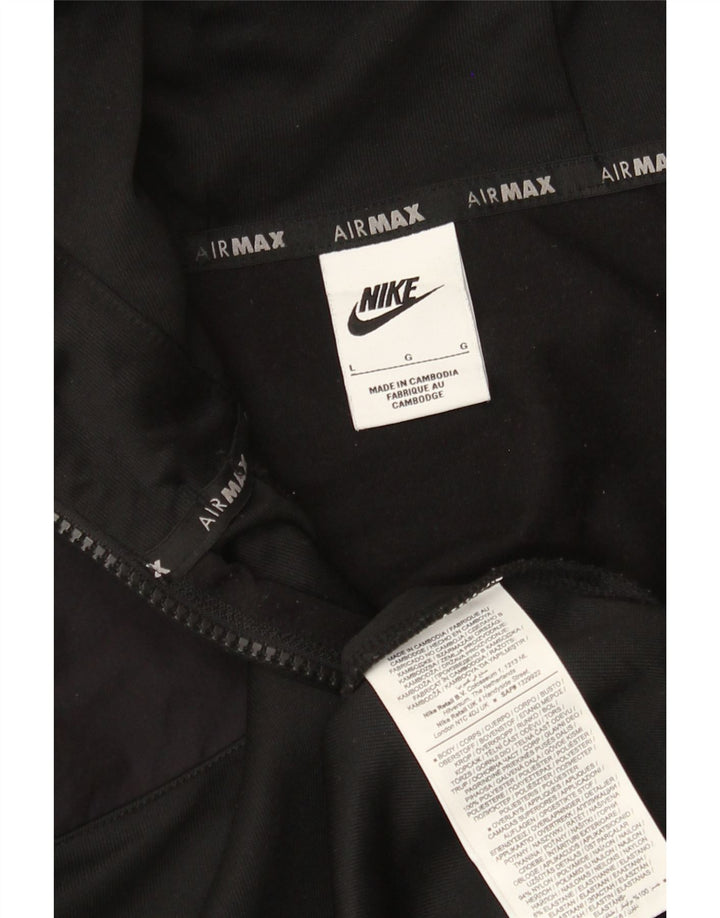 Nike Sudadera con capucha y cremallera gráfica para hombre, talla grande, poliéster negro