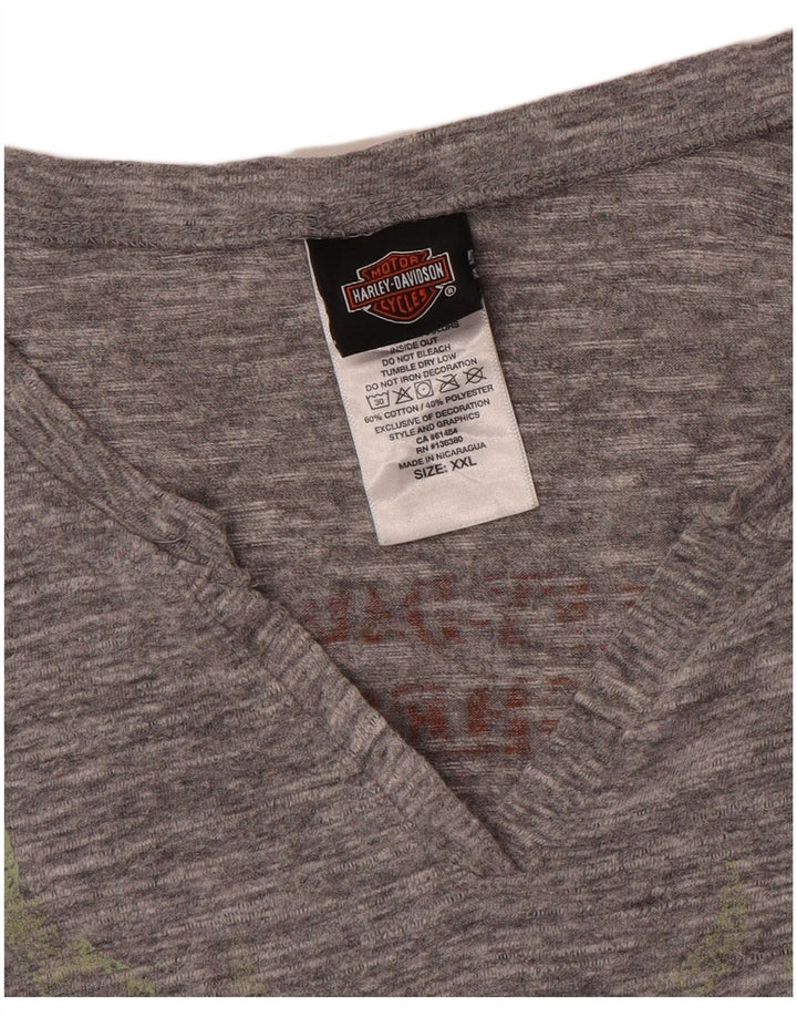 Harley Davidson - Camiseta gráfica para hombre, manga larga, 2XL, algodón moteado gris