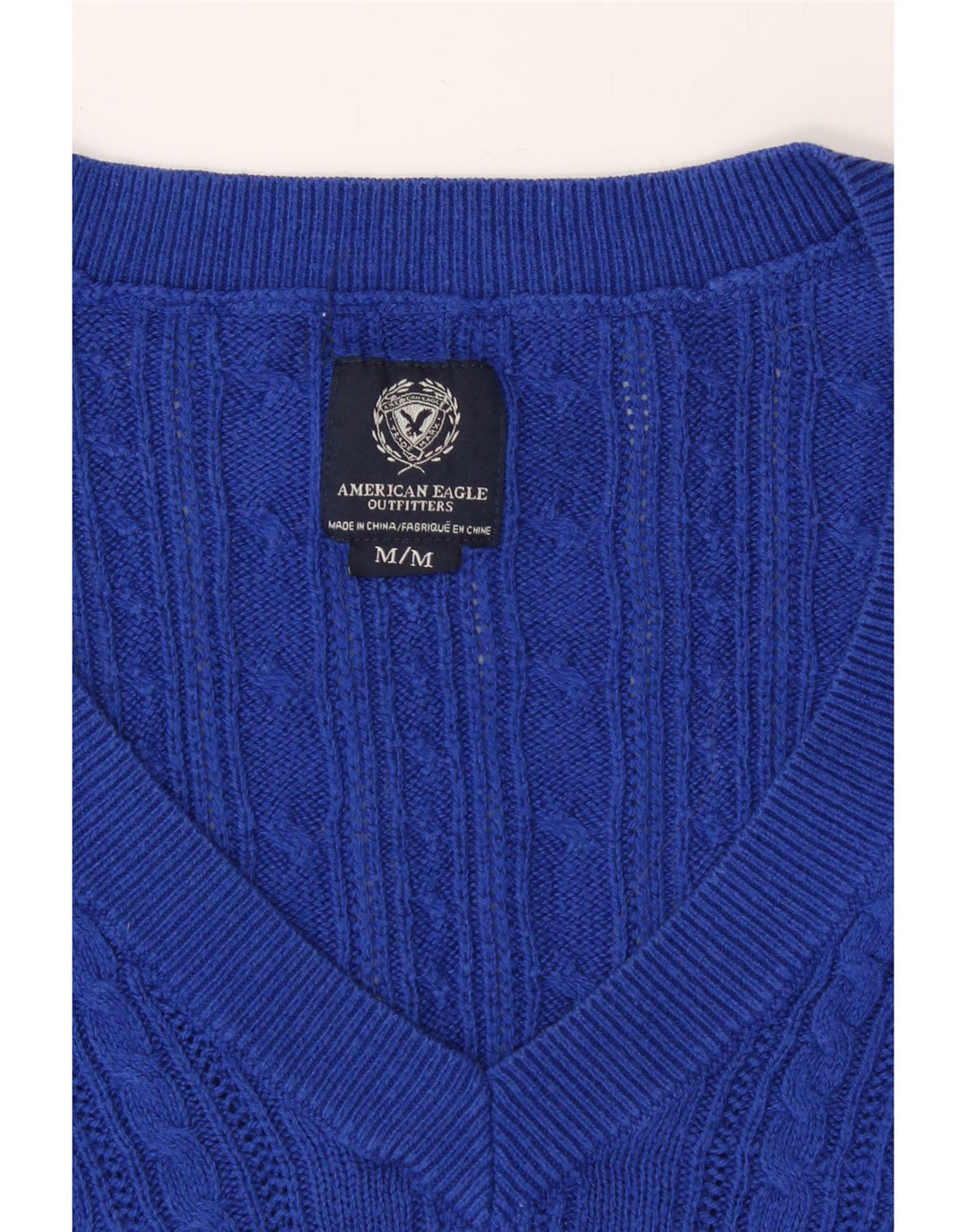 AMERICAN EAGLE Womens V-Neck Jumper Sweater UK 12 Medium Blue Cotton Vintage American Eagle and Second-Hand American Eagle from Messina Hembry 