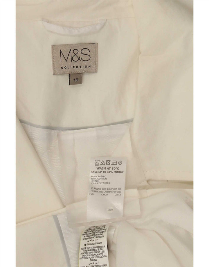 Marks & Spencer Gabardina corta para mujer UK 46 Grande Algodón blanco
