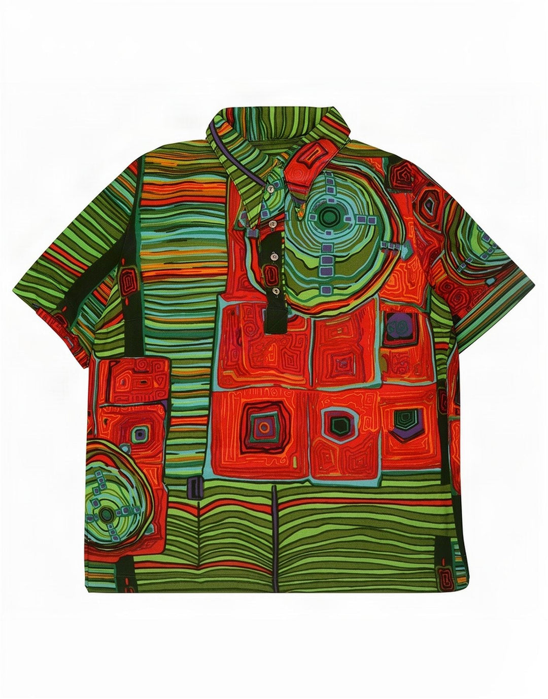 Vintage mujer polo camisa Reino Unido 14 medio multicolor geométrico