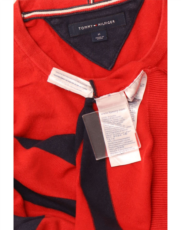 TOMMY HILFIGER Jersey de cuello redondo para hombre de algodón a rayas rojo medio