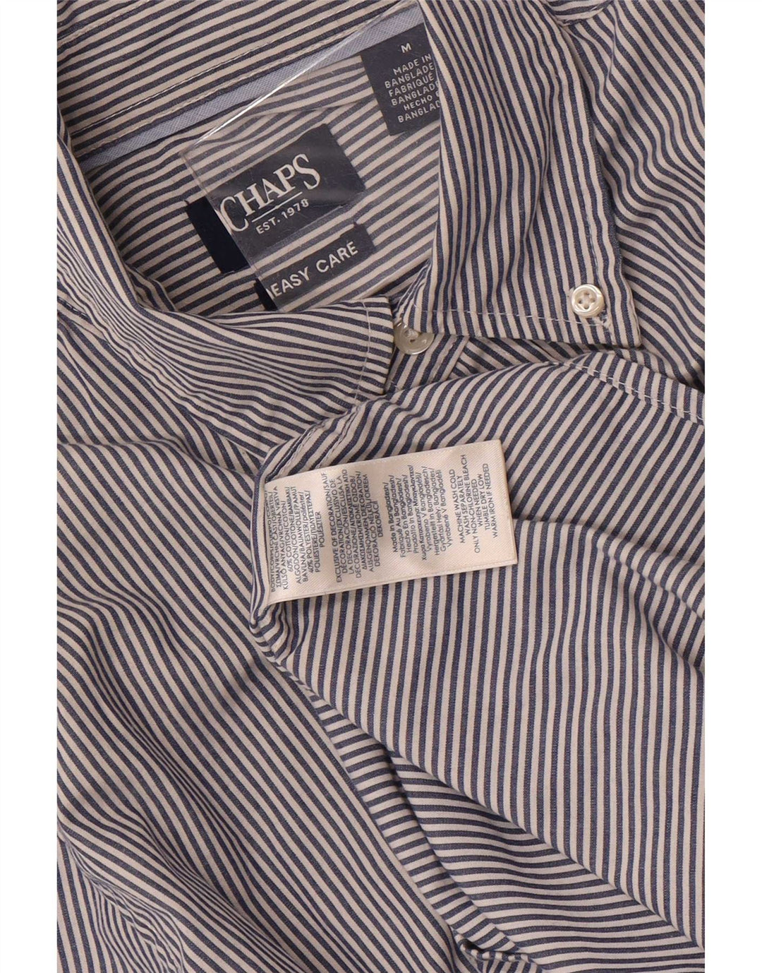 Chaps Camisa de fácil cuidado para hombre de algodón a rayas azul marino mediano