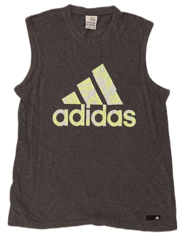 Adidas Mens Graphic Vest Top Grande Gris Algodón