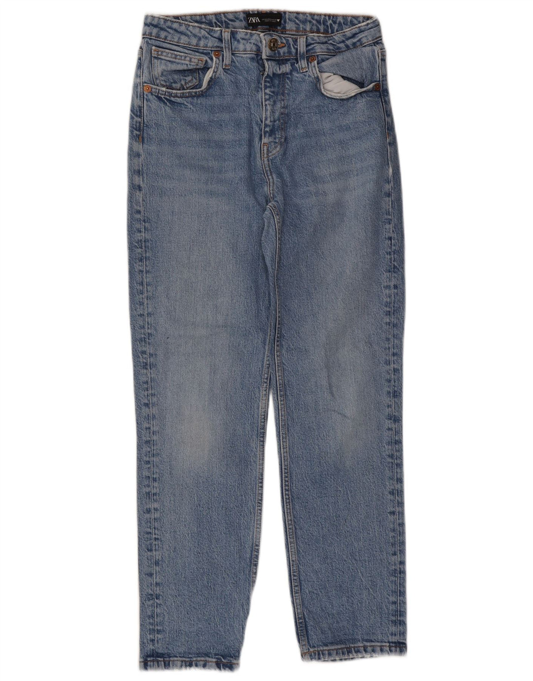 Zara Vaqueros Cónicos Para Mujer EU 38 Small W28 L26 Azul