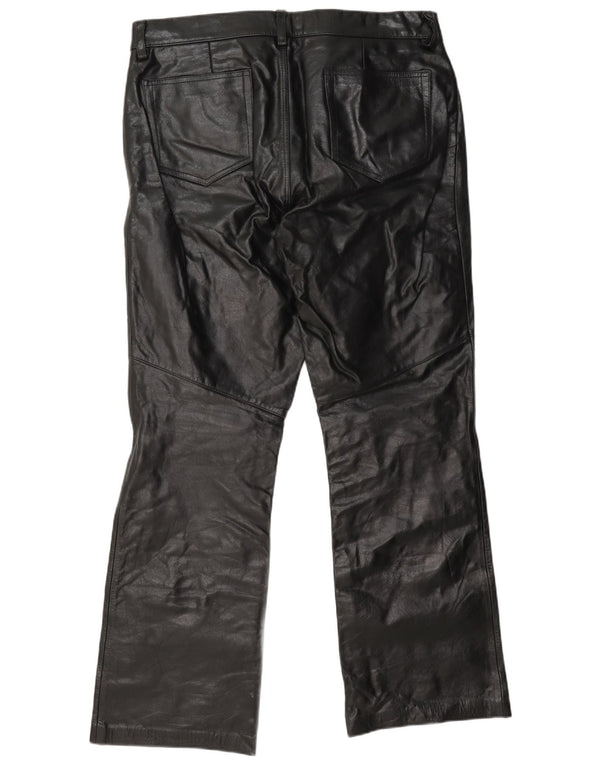 Vintage mujer pantalones de cuero Reino Unido 16 grande W34 L32 negro