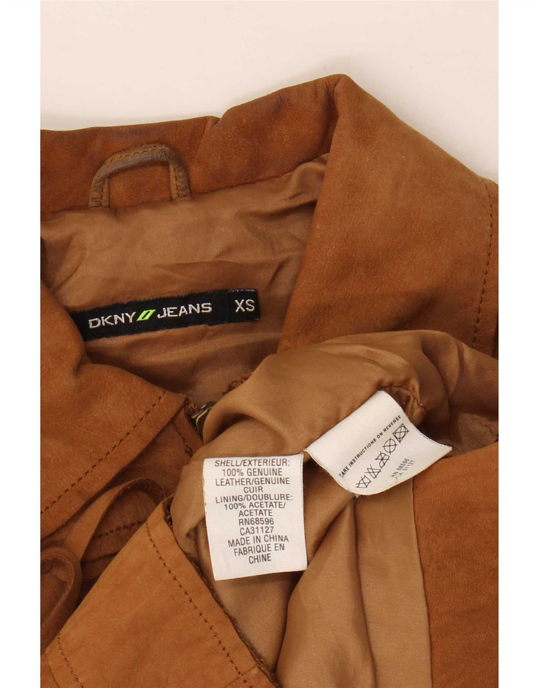 Dkny Chaqueta de ante corta para mujer UK 6 XS Cuero beige