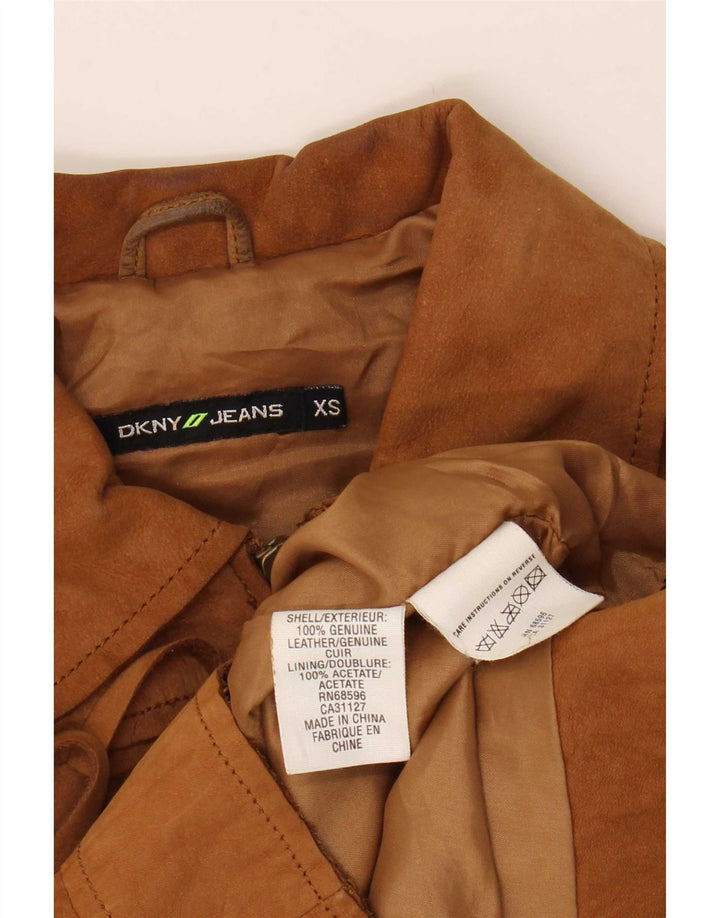Dkny Chaqueta de ante corta para mujer UK 6 XS Cuero beige