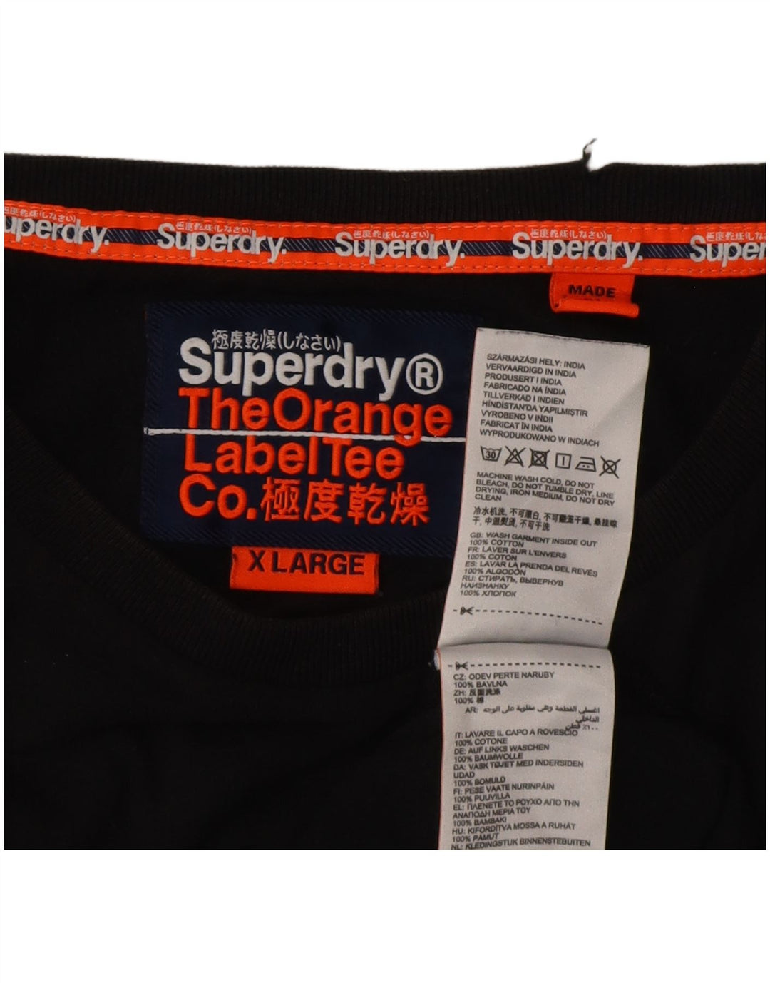 Superdry Camiseta Hombre Top XL Algodón Negro
