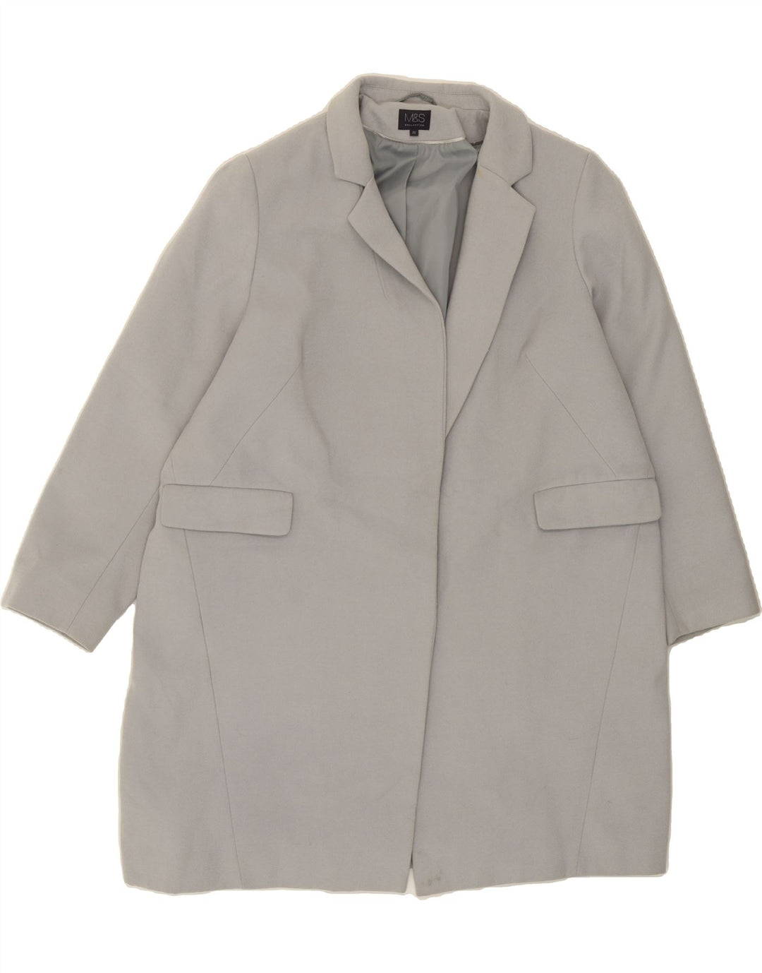 MARKS & SPENCER Womens Overcoat UK 22 3XL Grey Polyester Vintage Marks & Spencer and Second-Hand Marks & Spencer from Messina Hembry 