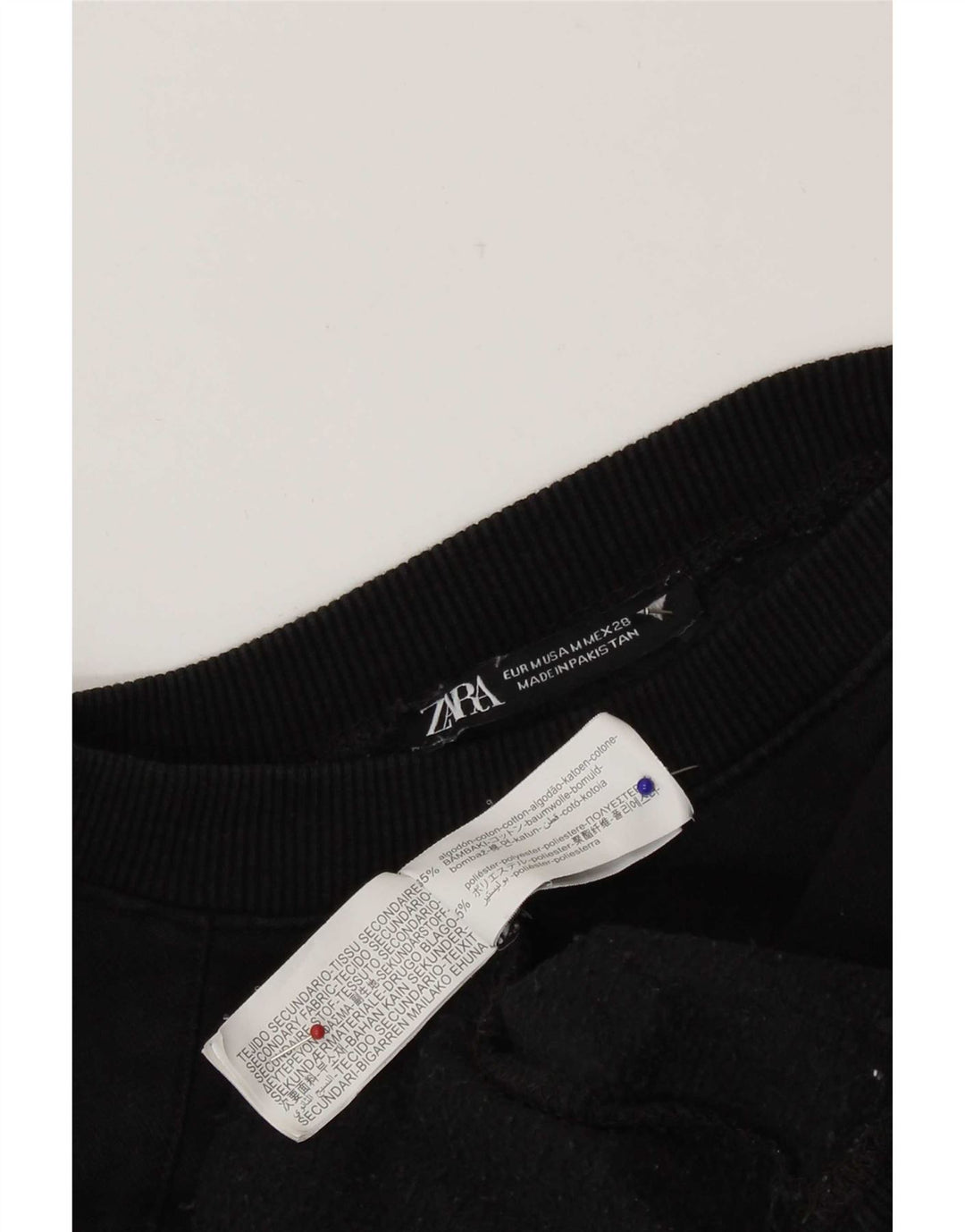 Zara Mujer Crop Sudadera De Gran Tamaño Jersey UK 44 Mediano Algodón Negro