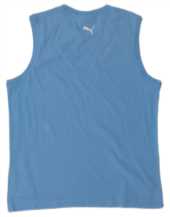 PUMA Camiseta sin mangas con gráfico para hombre, talla grande, azul