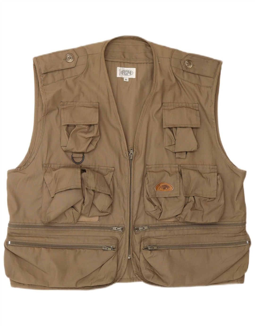 Vintage hombres utilidad Gilet Reino Unido 42 XL algodón marrón