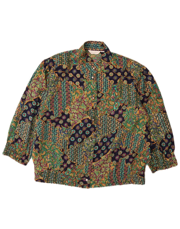 Vintage mujer 3/4 manga camisa blusa IT 46 grande multicolor paisley
