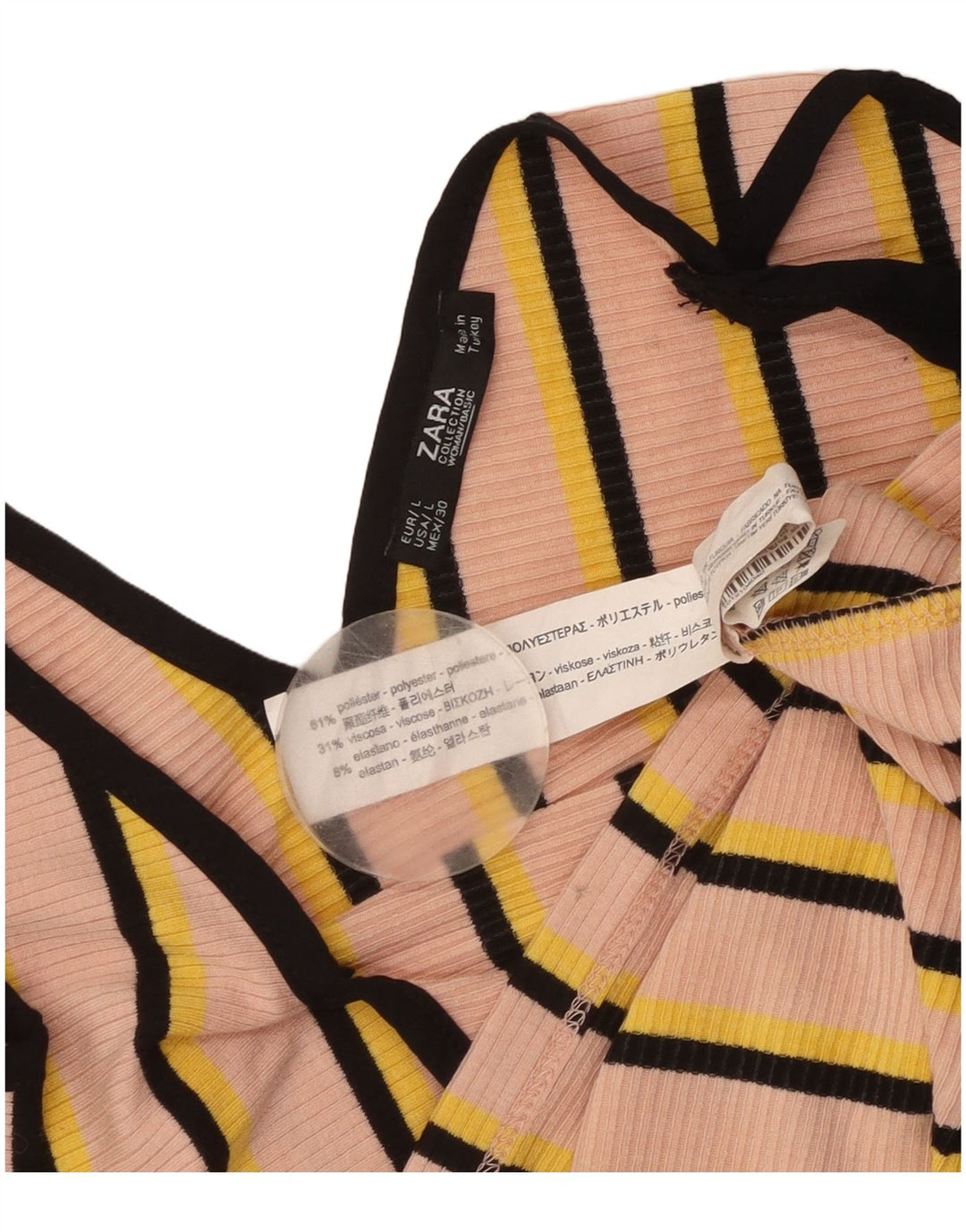Zara Mujer Cami Top UK 40 Grande Poliéster A Rayas Rosa
