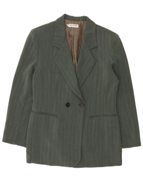 Vintage mujer chaqueta blazer de doble pecho IT 42 espiga verde medio