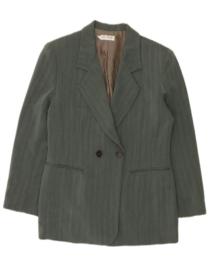 Vintage mujer chaqueta blazer de doble pecho IT 42 espiga verde medio