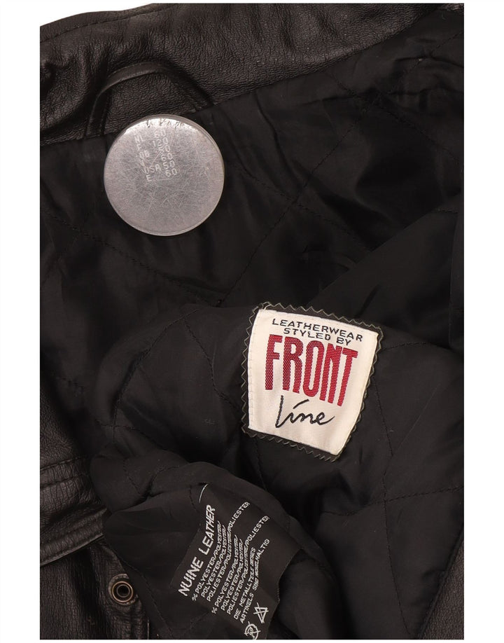 Front Line Chaqueta de cuero para hombre UK 50 2XL Cuero negro