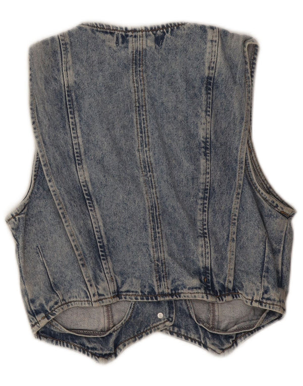 Zara Mujer Chaleco Vaquero UK 10 Small Azul Algodón
