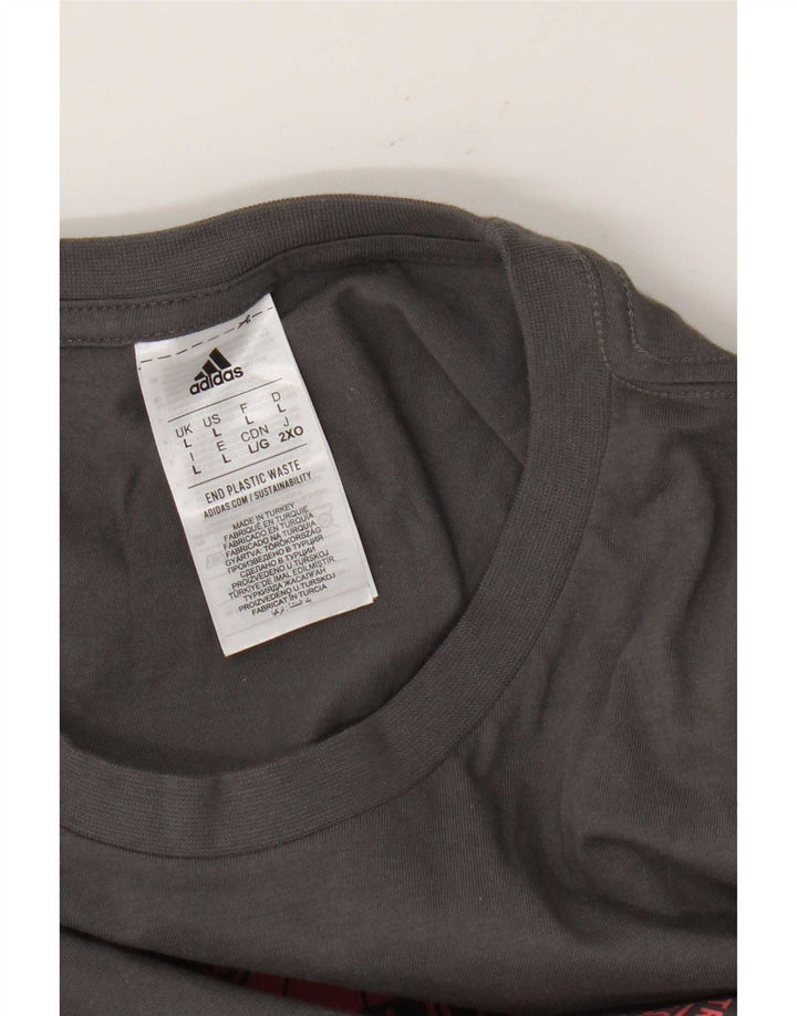 Adidas - Camiseta gráfica para hombre, talla grande, algodón gris