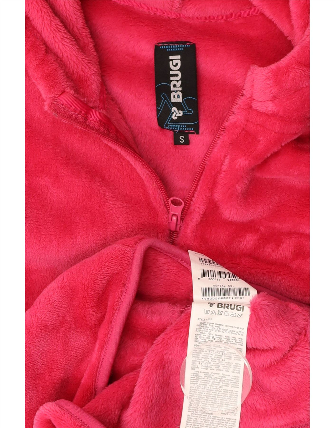 BRUGI Chaqueta polar con capucha para mujer UK 10 Small Pink Poliéster