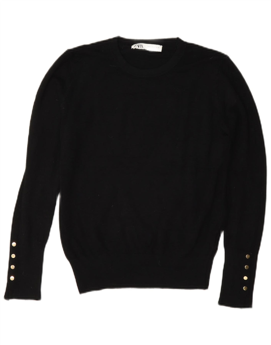 Zara - Jersey de cuello redondo para mujer, talla 40, talla mediana, viscosa negra