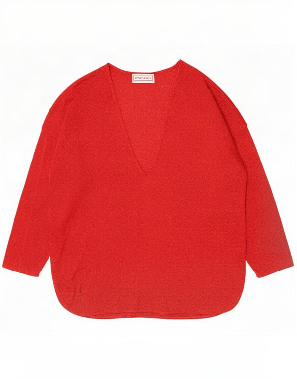 Stefanel Top extragrande para mujer de manga larga UK 40 Pequeño Rayón moteado rojo