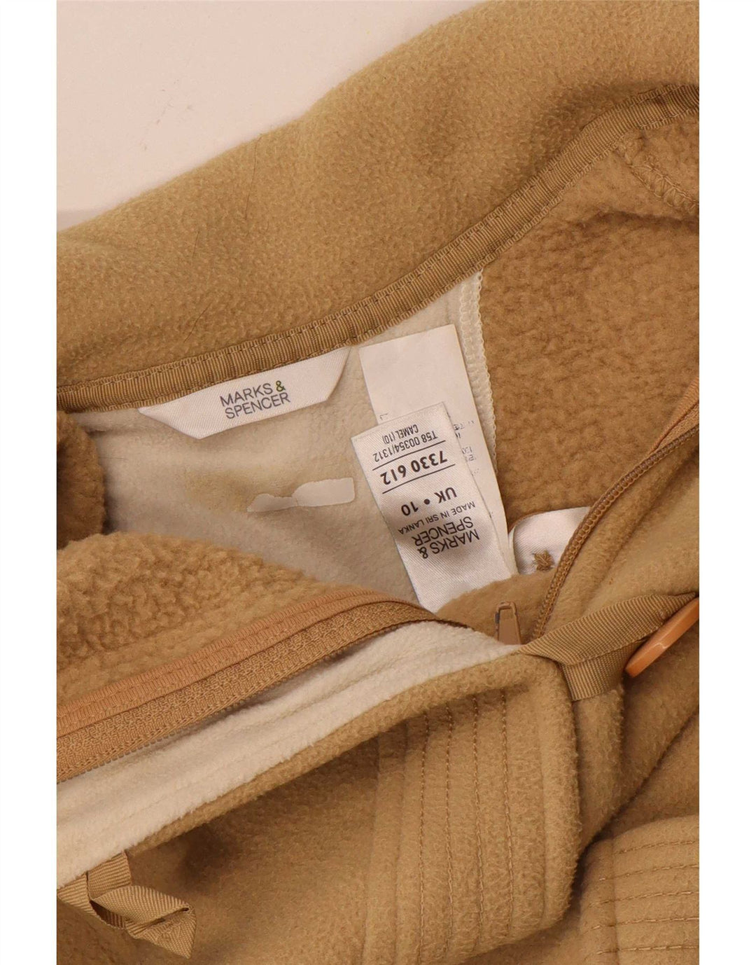 Marks & Spencer Chaqueta polar extragrande para mujer UK 10 Small Beige Poliéster