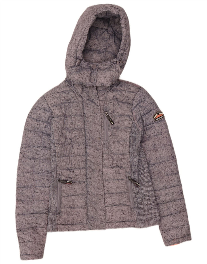 Superdry Chaqueta Acolchada Con Capucha Para Mujer UK 8 XS Poliéster Color Block Gris