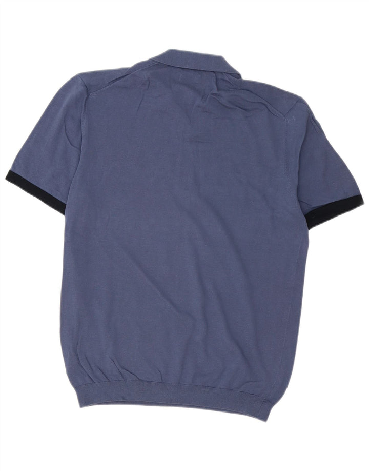 Massimo Dutti Hombre Polo Neck Jumper Jersey Medio Azul Marino Colorblock