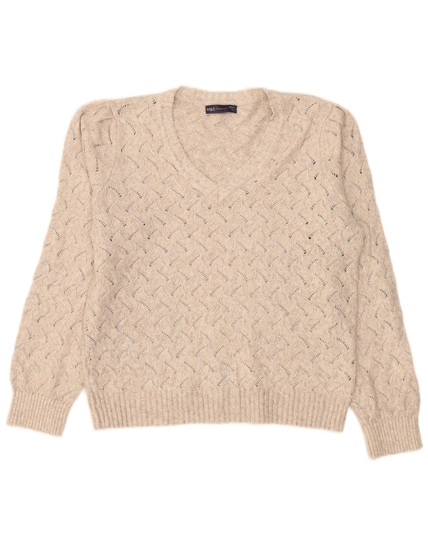 Marks & Spencer Jersey extragrande con cuello en V para mujer UK 44 Medium Beige