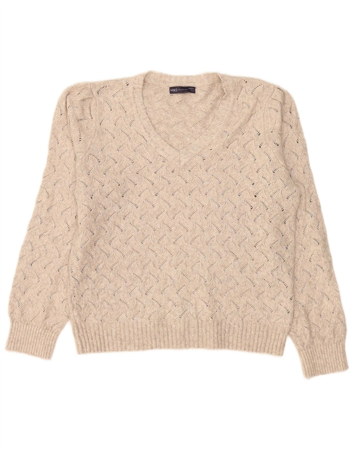 Marks & Spencer Jersey extragrande con cuello en V para mujer UK 44 Medium Beige