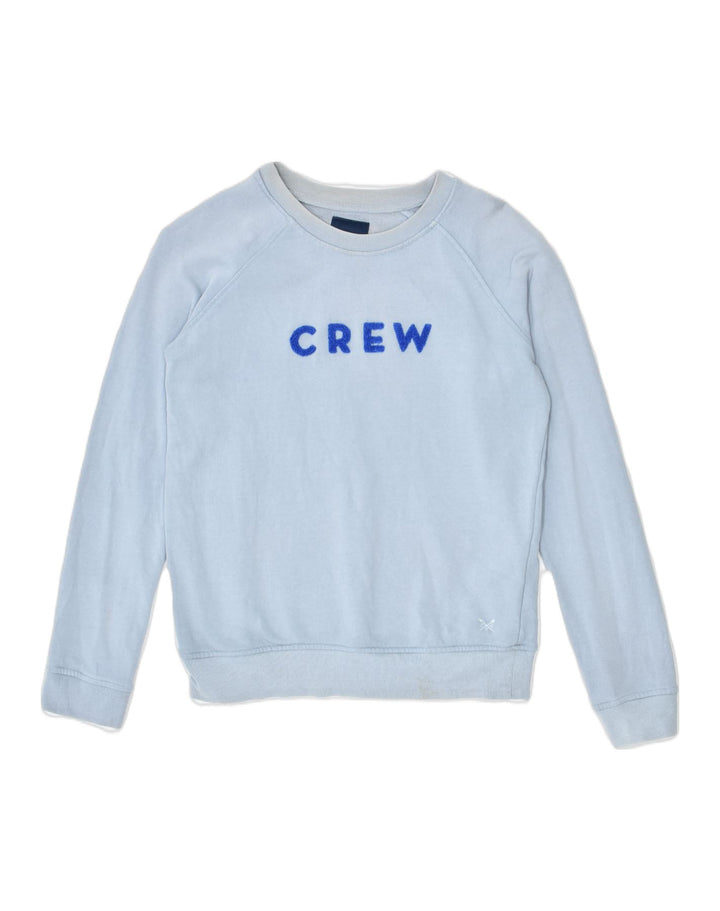 CREW Womens Graphic Sweatshirt Jumper UK 8 Small Blue Cotton | Vintage | Thrift | Second-Hand | Used Clothing | Messina Hembry 