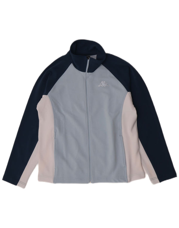 Kappa Mujer Chándal Top Chaqueta UK 40 Grande Azul Colorblock Poliéster