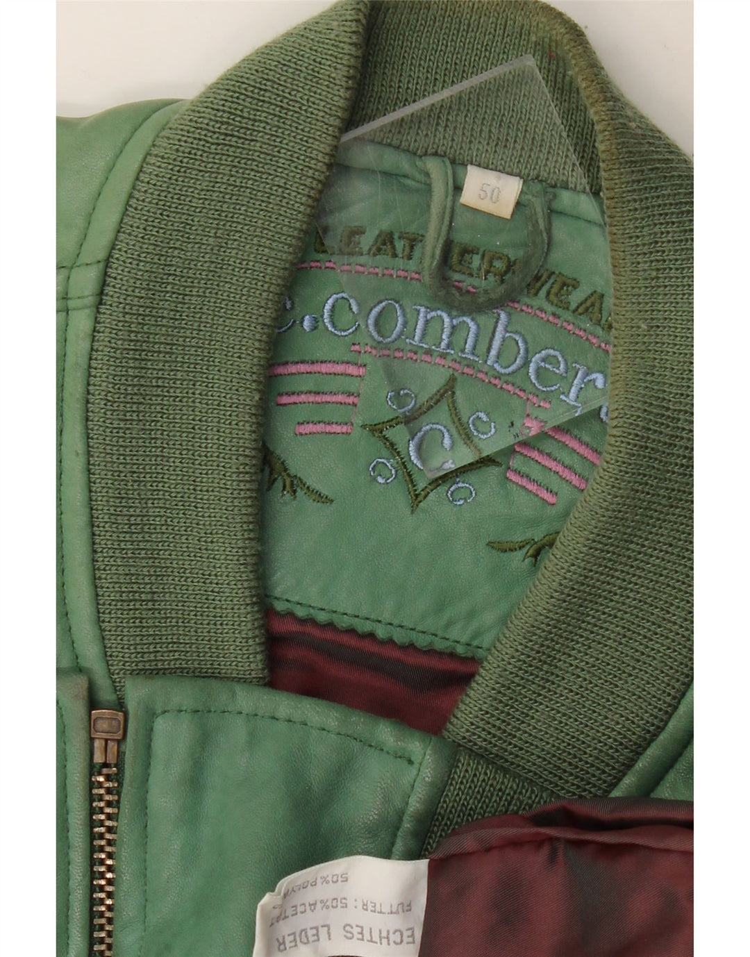 C.Comberti Chaqueta de cuero para hombre IT 50 Cuero verde grande