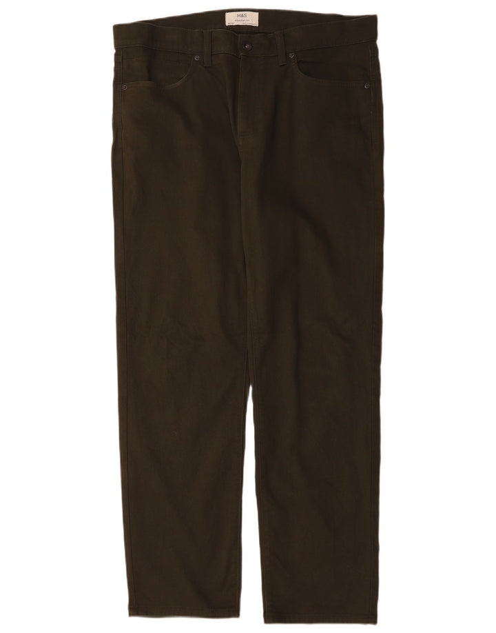 MARKS & SPENCER Pantalones casuales rectos para hombre W36 L31 Algodón caqui