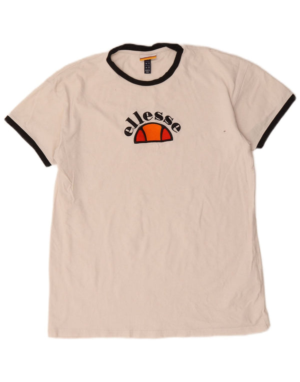 Ellesse Camiseta gráfica para mujer Top UK 8 Small White Cotton