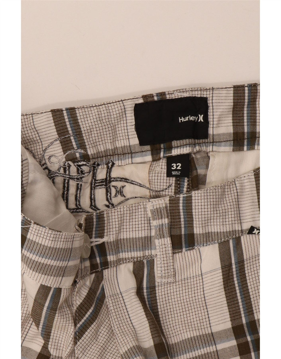 Hurley Pantalones cortos chinos para hombre W32 Medium Grey Check