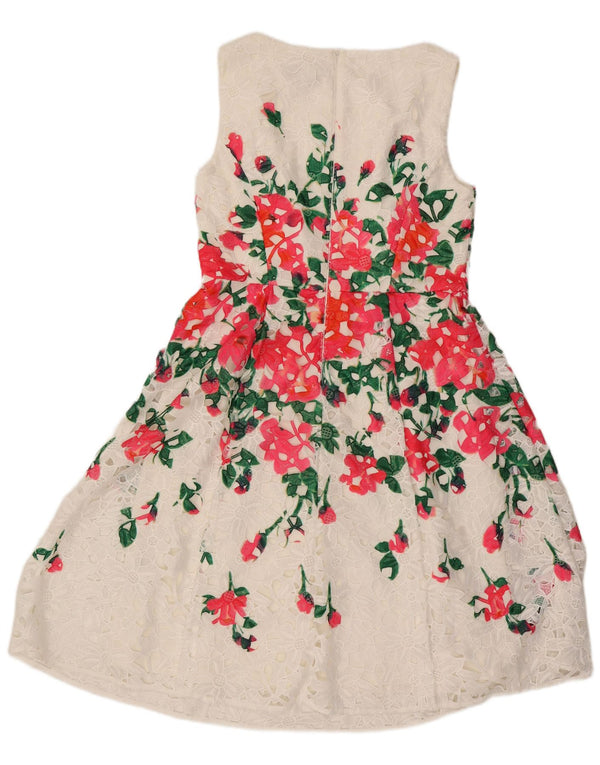 Phase Eight Vestido acampanado de encaje sin mangas para mujer UK 46 Grande Blanco Floral