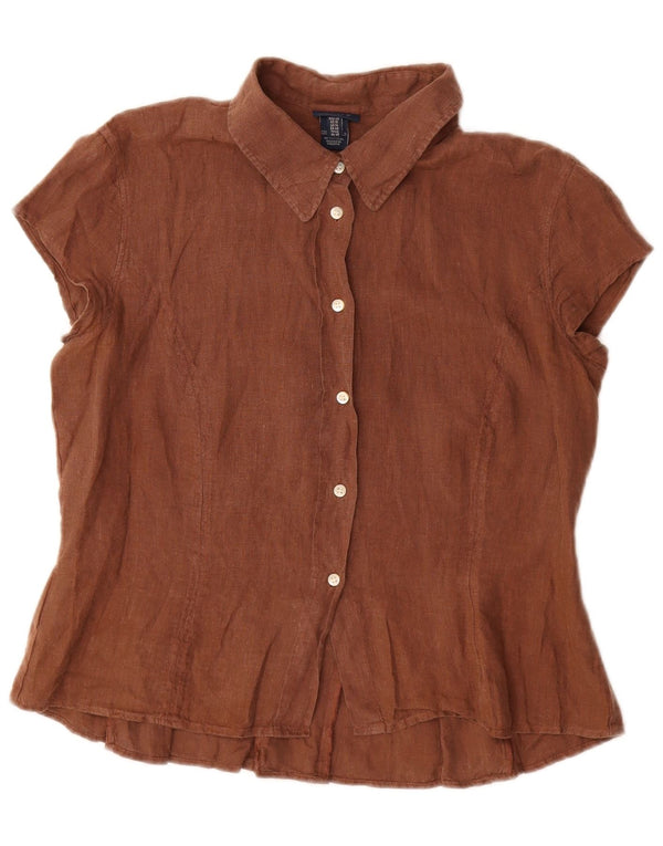 Gant Blusa de manga corta para mujer UK 44 Large Lino marrón