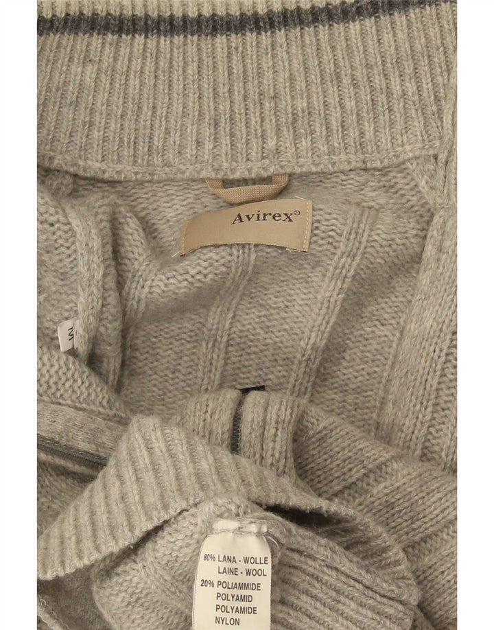 Avirex Cárdigan para hombre de lana gris medio