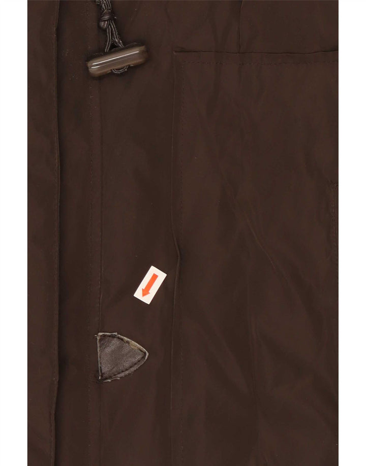 Abrigo Mujer Trussardi Jeans Acolchado Con Capucha IT 46 Large Marrón Poliéster
