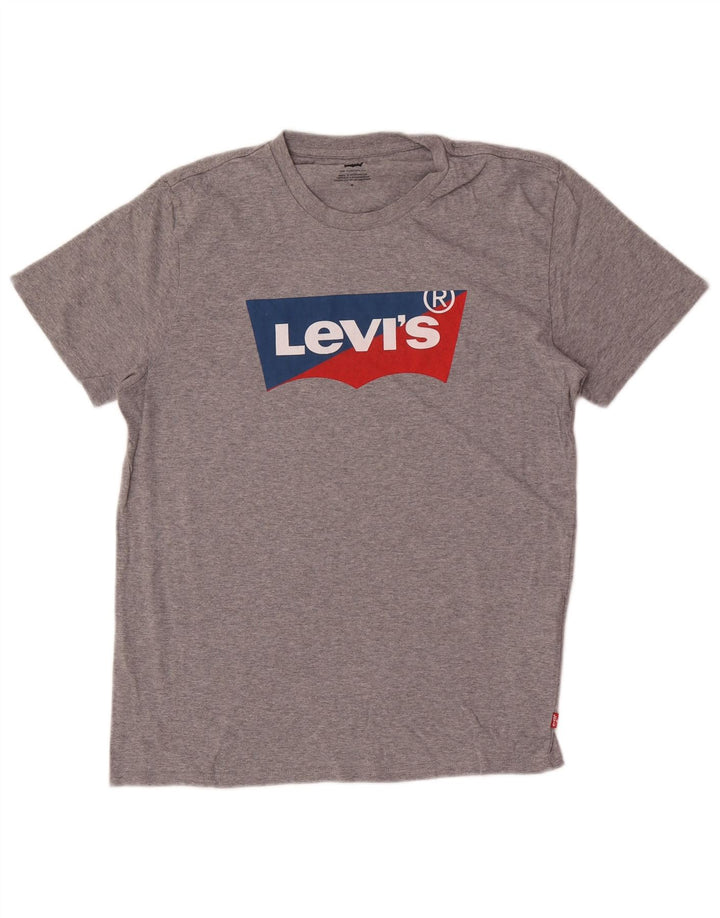 Levi's Camiseta gráfica para hombre Top de algodón moteado en gris medio