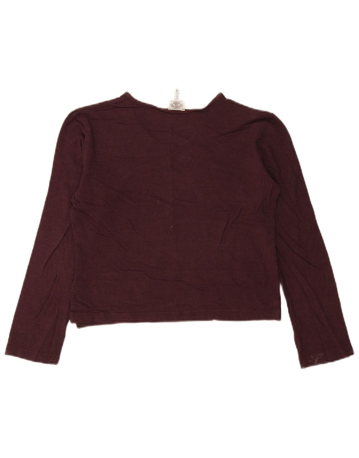 Armani Jeans Mujer Crop Top Manga Larga IT 44 Viscosa Burdeos Medio